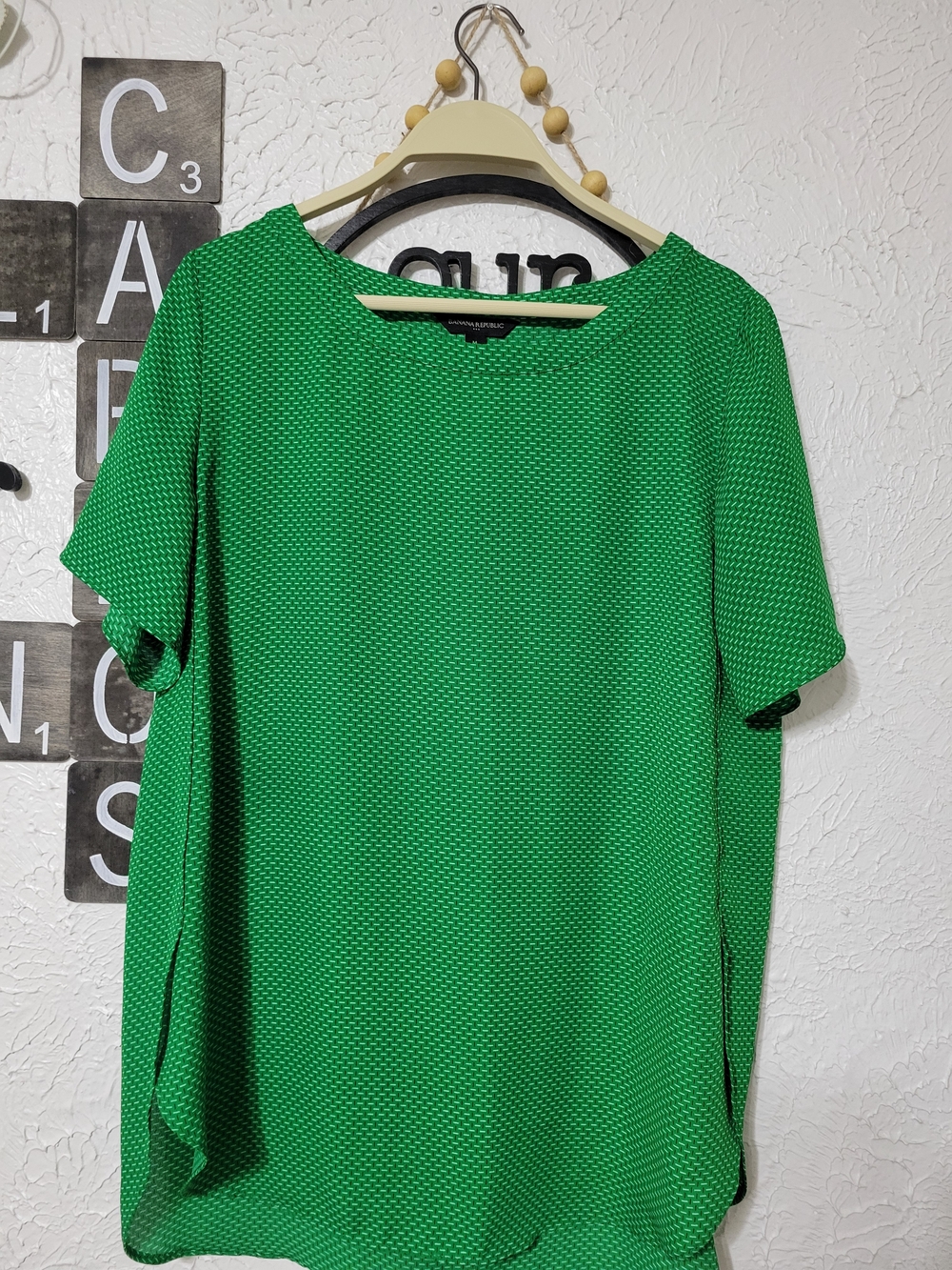 Banana Republic Bright Green Textured Short Sleeve Top